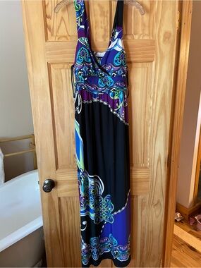 olivia matthews maxi dresses Designer Olivia Matthews Long Dress, Size: M, Black with Gold Hem Accent Sexy